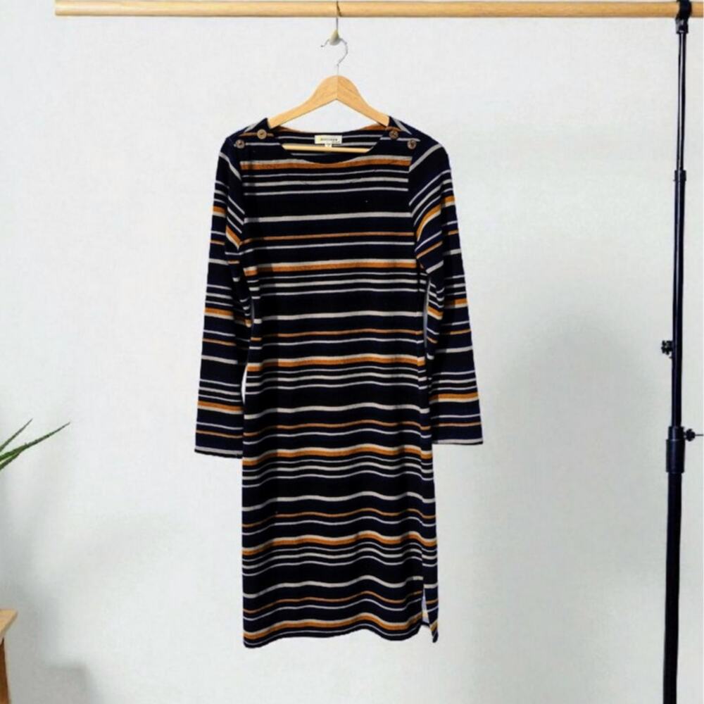 Monteau Striped Fitted Sweater Dress L